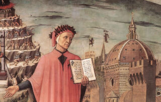Dante con un libro in mano